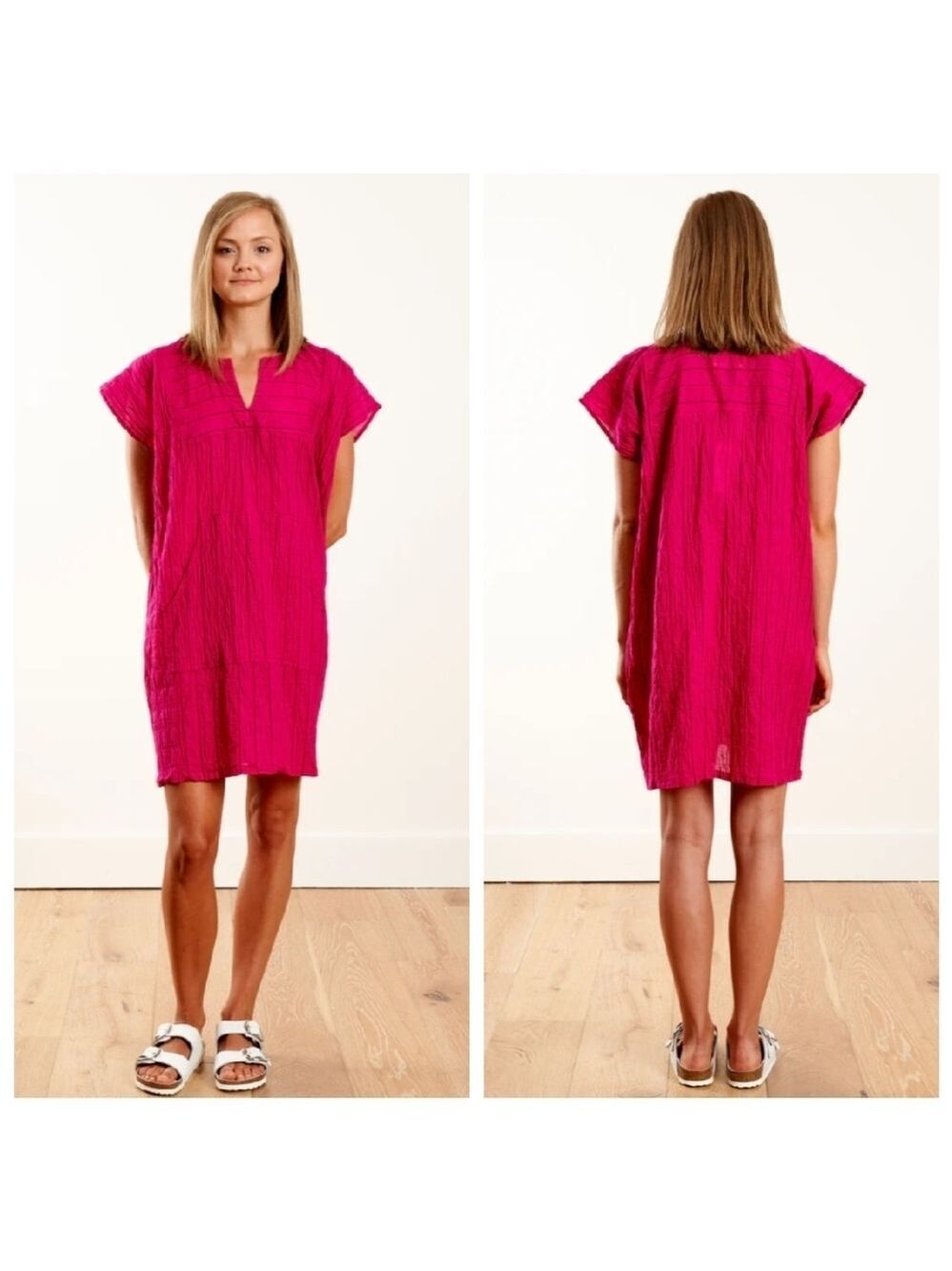 Pietsie L LARGE Sayulita Prickly Pear Pink Striped Tunic Dress